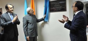 Minister Narendra Modi  inaugurates India - Kazakhstan Centre for Excellence in Information and Communication Technology at L. N. Gumilev Eurasia National University