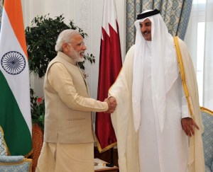 Prime Minister Narendra Modi with His Highness Sheikh Tamim Bin Hamad Al-Thani, Emir of the State of Qatar