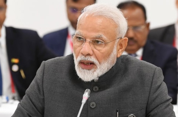 Prime Minister Narendra Modi makes an intervention during Informal BRICS Leaders Meeting on the sidelines of G20 Summit 2019 in Osaka, Japan