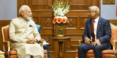Prime Minister of India Narendra Modi meeting the President of Maldives Ibrahim Mohamed Solih in Male Maldives