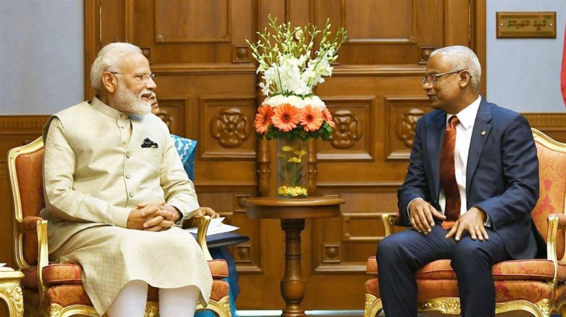 Prime Minister of India Narendra Modi meeting the President of Maldives Ibrahim Mohamed Solih in Male Maldives