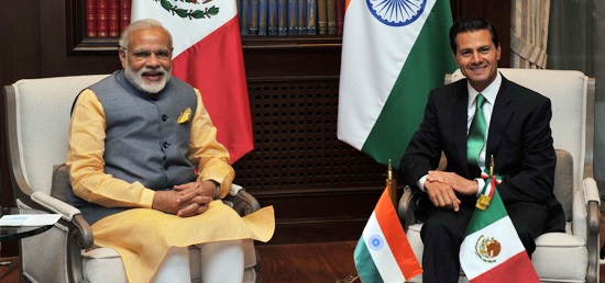 Prime Minister of India Narendra Modi meets President of Mexico Enrique Peña Nieto