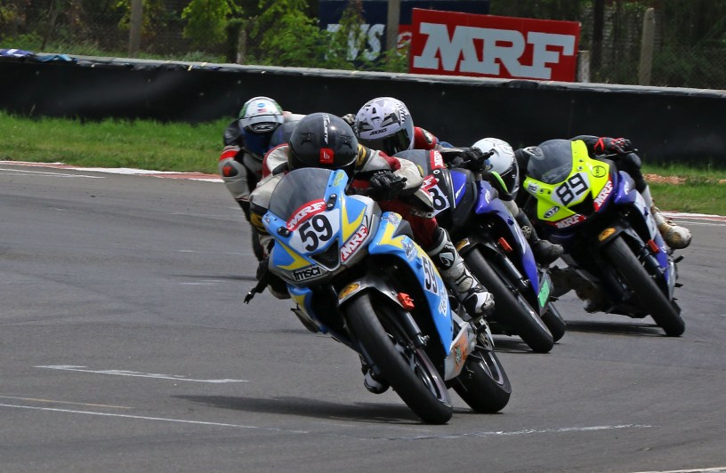 Venkatesan (59), on way to winning the Stock 165cc (Novice) (Aug 3, 2019)