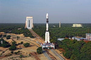 Panoramic View of GSLV-F05 being moved from VAB towards Launch Pad.