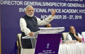 Prime Minister Narendra Modi addressing Police chiefs at National Police Academy, Hyderabad