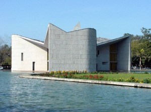 Gandhi Bhawan, an architectural landmark, from the days when PU had enough money to fill the pond with water. 