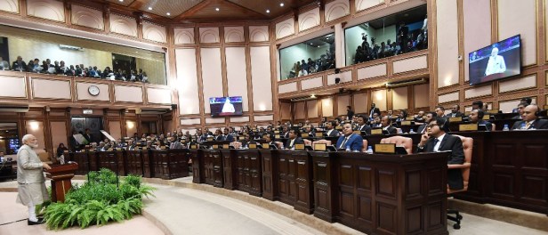 Prime Minister Narendra Modi addressing the Majlis - the Parliament of Maldives in Male on 8 June 2019