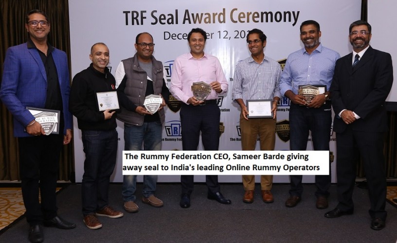 The Rummy Federation CEO Sameer Barde giving away seal to India's leading Online Rummy Operators