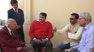 A delegation of SAPAKS met Ram Jethmalani in Bhopal on February 17, 2017 to discuss the issue of reservation in Promotion and how the Madhya Pradesh government employees and officers belonging to the unreserved category were suffering due to this discriminatory policy