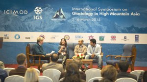 Young Scientist Panel at the IGS Symposium, moderated by David Molden, Director General of ICIMOD.  Photo credit: Jitendra Bajracharya, ICIMOD