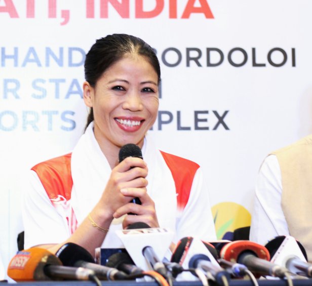 Mary Kom addressing media