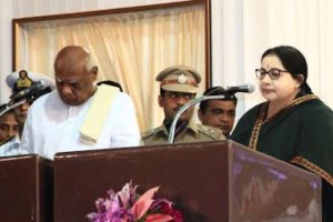 J Jayalalithaa was sworn-in as Chief Minister of Tamil Nadu today