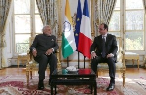 President of France Francois Hollande and Indian Prime Minister Narendra Modi in Paris
