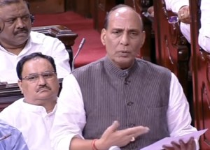 Home Minister Rajnath Singh moving the resolution on Kashmir in Rajya Sabha