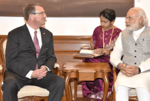US Defence Secretary Ashton B. Carter called on Prime Minister Narendra Modi, in New Delhi on April 12, 2016. 