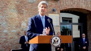 US Secretary of State John Kerry addresses the international press corps in Vienna, Austria on July 5, 2015